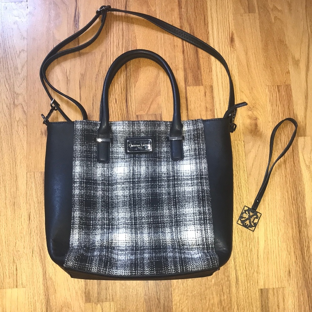 Christian Lacroix Plaid Tote w/Crossbody
